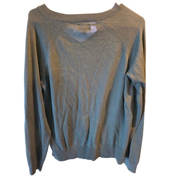 Lucky Brand V Neck Sweater S Womens Green Cotton Blend Holiday Christmas Classic - Picture 5 of 5